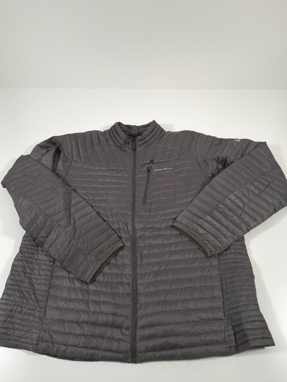 Eddie Bauer Jacket Mens 2XLT Gray Down Puffer Full Zip Lightweight Big Tall FLAW